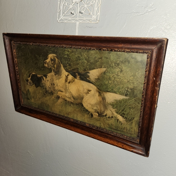 Antique Other - Antique Framed Two Hunter Dogs "Now For The Flush" chronolithograph Print